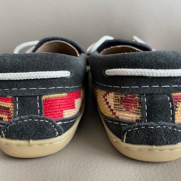 Laurentian Chief moccasin slippers L7 suede leather black aztec inspired - Picture 9 of 16